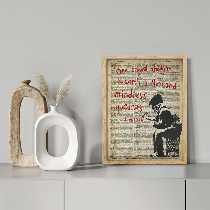 «Banksy One Original Thought» sur, Naturel, H 16 po x l 12 po