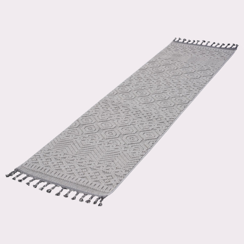 Tapis d'intérieur / extérieur blanc / géométrique Collection, Tapis de couloir 2 pi 2 po x 8 pi