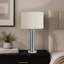 Lampe de table, hauteur 71 cm, corps en métal nickelé, abat-jour ivoire/crème, style contemporain