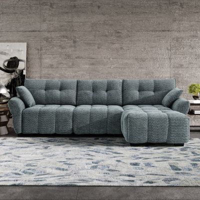 110" Wide Modern L-Shaped 4-Seater Sectional Sofa With Ottoman