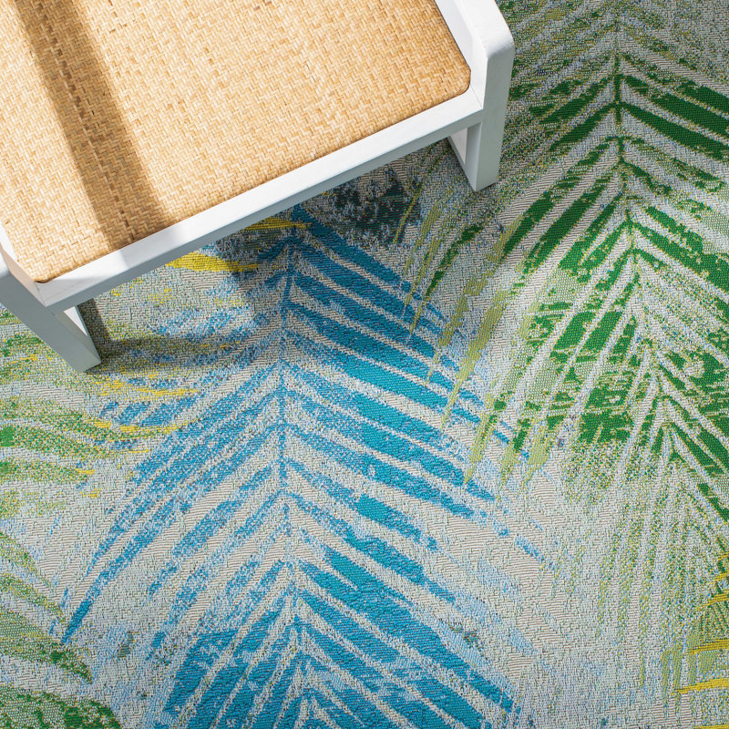 Tapis d'intérieur / extérieur floral Lietz Performance, Rectangle 9 pi x 12 pi
