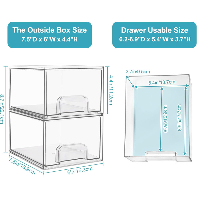 4-pack Clear Stackable Storage Drawers