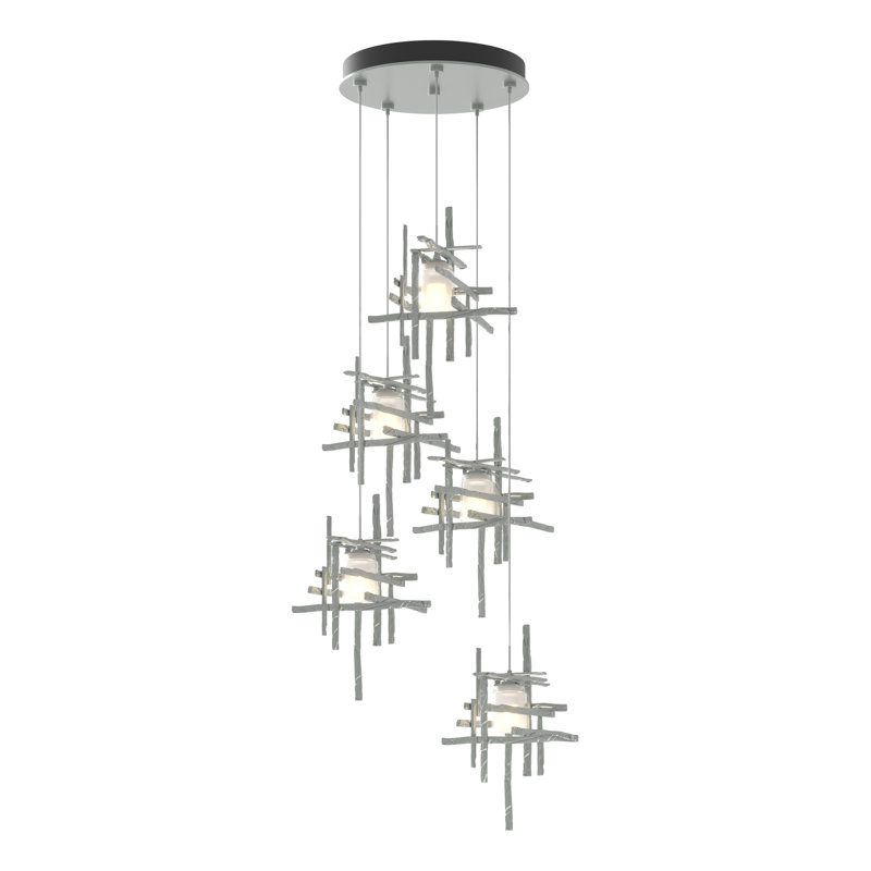 Tura 5 - Light Cluster Pendant, 50" - 80", Seeded Clear, Vintage Platinum