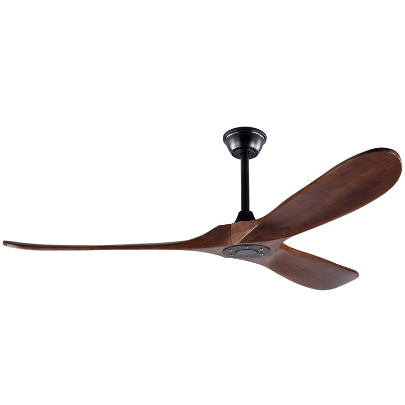 Solid Wood Ceiling Fan, Outdoor, 3 Blade, No Light, For Patio Living Room Bedroom Porch, Remote Control, Water Resistant