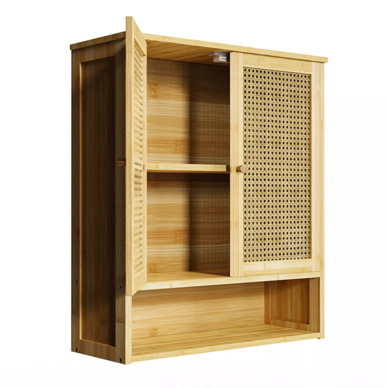 Aunalee Bamboo Bathroom Wall-Mounted Storage Cabinet Organiser