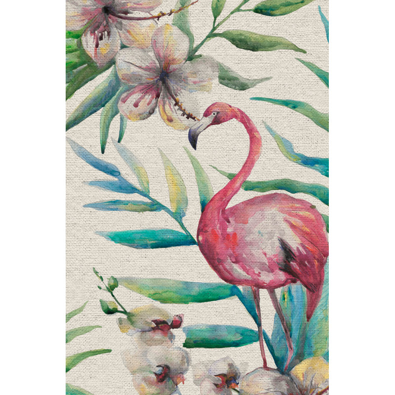Floral Flamingo 1 Piece Wrapped Canvas Painting, 91 cm H x 61 cm W x 4 cm D