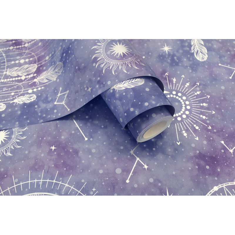 53cm x 10.5cm Metallic Wallpaper Roll, Purple/SIlver