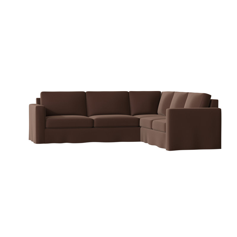 Canapé modulaire de coin large 108 po Bewley, Chocolat Lena, Accoudoir à droite (vu de face), Noyer