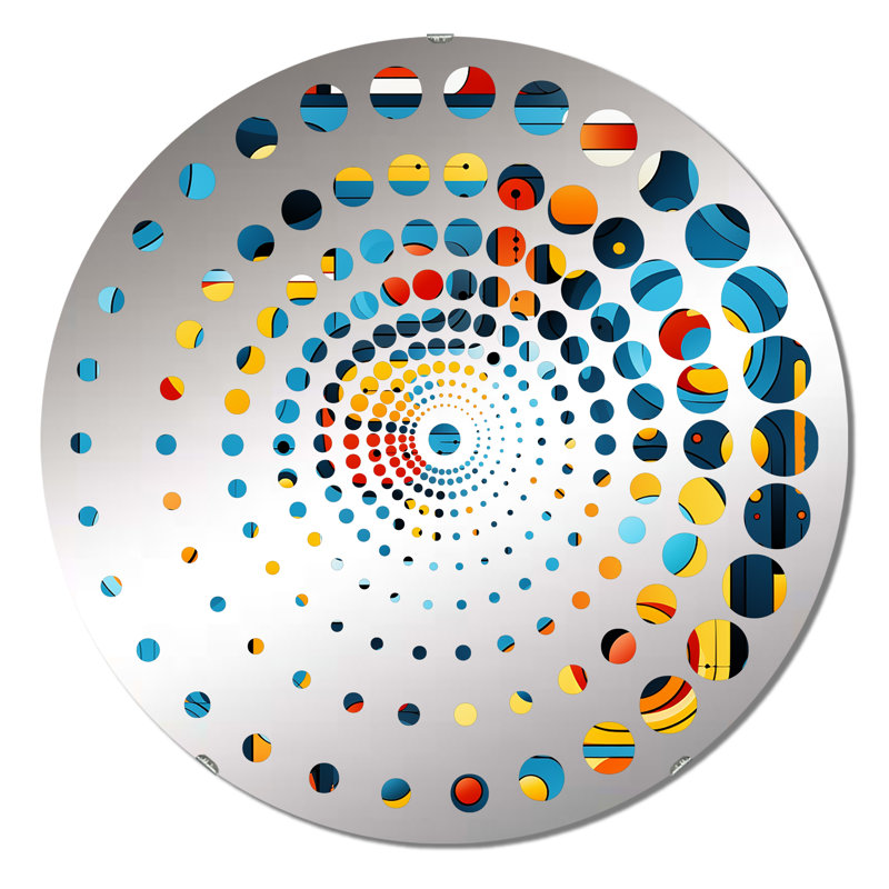 Orange Nomadic Geometric Illusions - Spiral Circle Wall Mirror, 31.4" x 31.4"