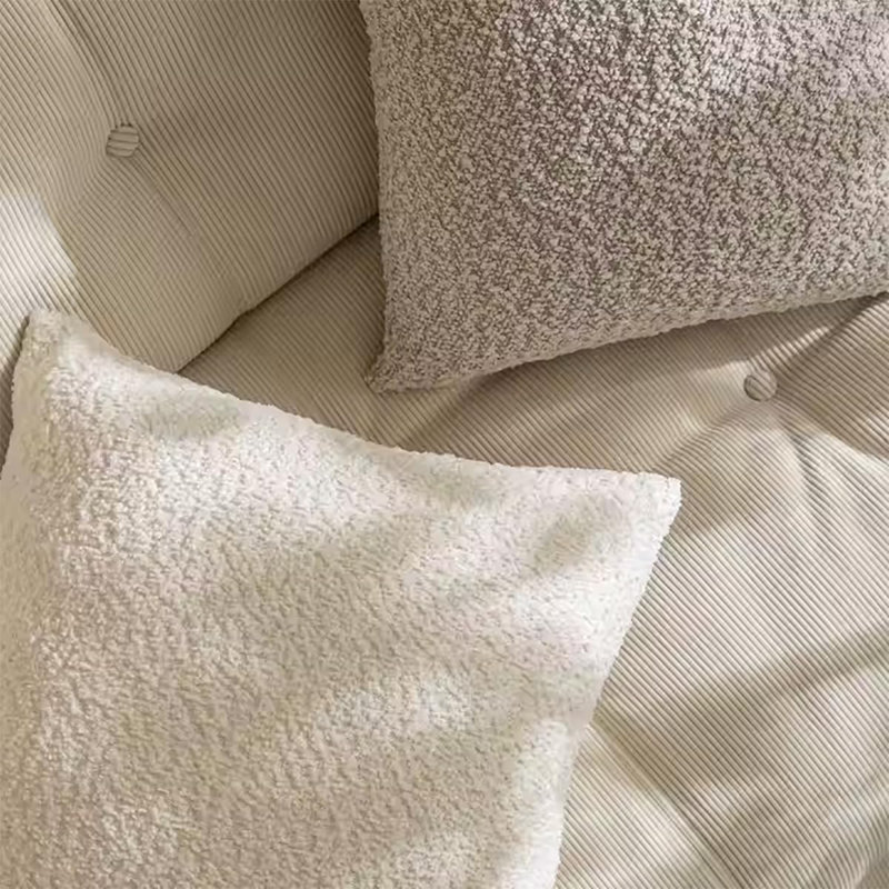 Soft Chenille Bouclé-style Throw Pillow Cover, Square 18", Ivory