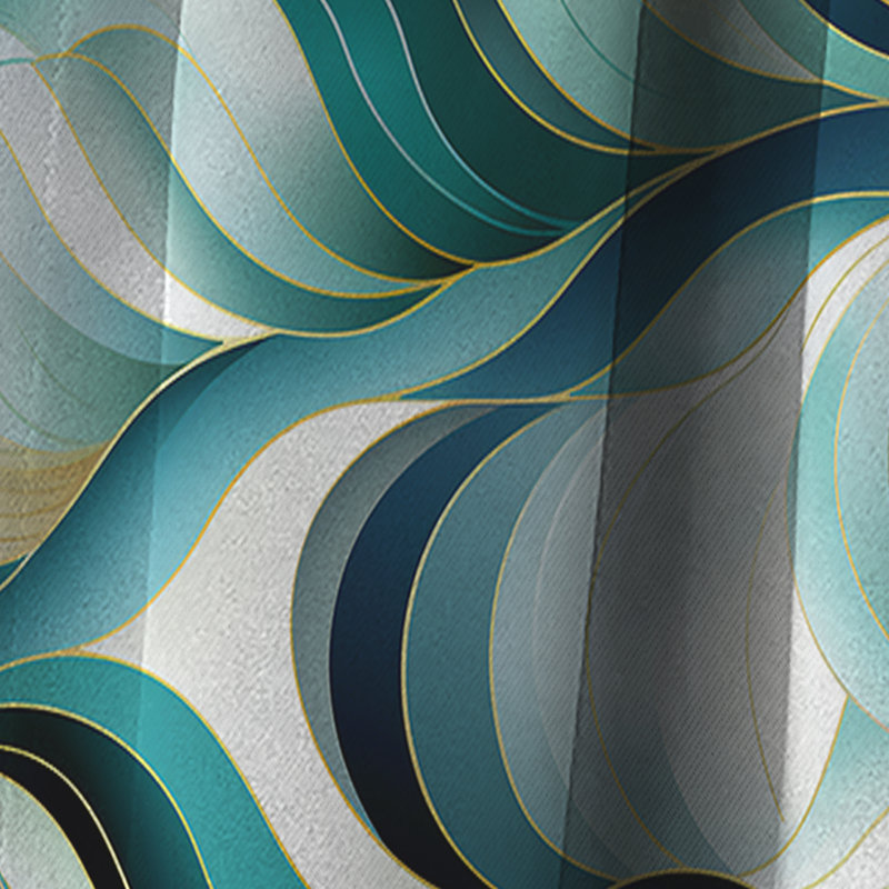 Coastal Emerald And White Geometric Charm - Abstract Geometric Blackout Curtain - 1 Panels, 52" W x 95" L
