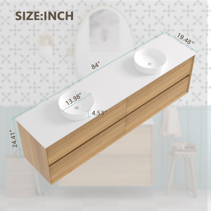 Meuble-lavabo flottant double 84 po Newark