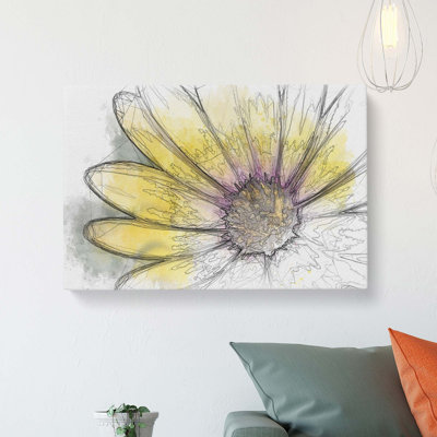 Yellow Gerbera Flower In Abstract - Wrapped Canvas