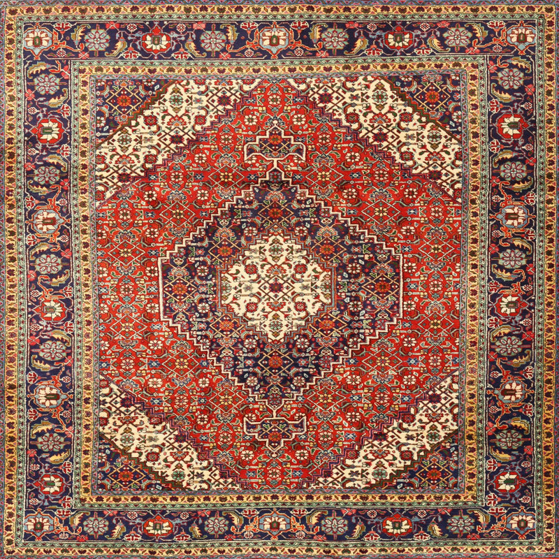 Tapis rouge à motif sud-ouest, Carré 3 pi