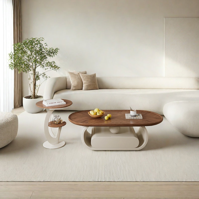 Ensemble de tables basses en bois Simple Style, H 15,75 po x l 47,24 po x P 25,6 po, Brun
