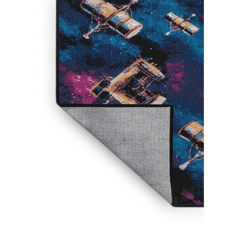 Machine Washable Space Gray Area Rug, Round 4'