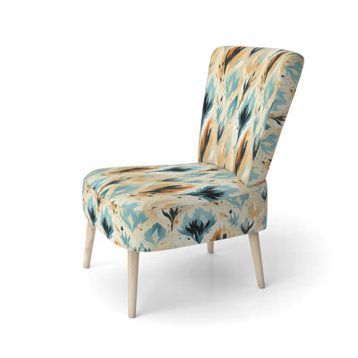 Chaise d'appoint d'appoint vintage naturelle jaune et bleue Ikat Serenity