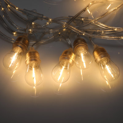 48ft 24 Bulbs Outdoor String Lights, Commercial Plug-in String Light