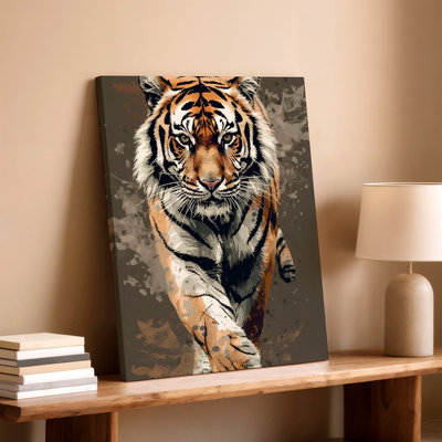 Impression sur toile tigre, marchant un gros chat, animal de compagnie, impression murale, salon, chambre, bureau, couloir, décoration murale surréelle moderne pour appartement, loft, entrée, maison, style