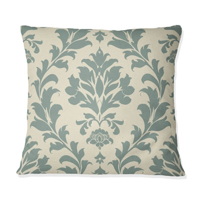 Grey Damask Print II - Country Pillow