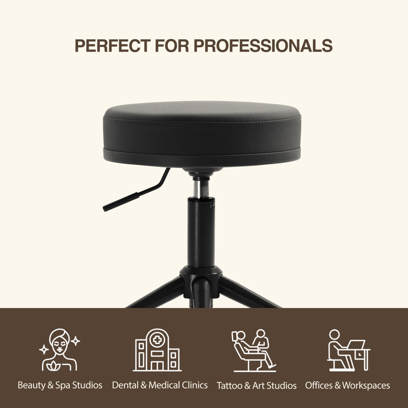 Pneumatic Swivel Rolling Stool Chair 503 KAI, Black