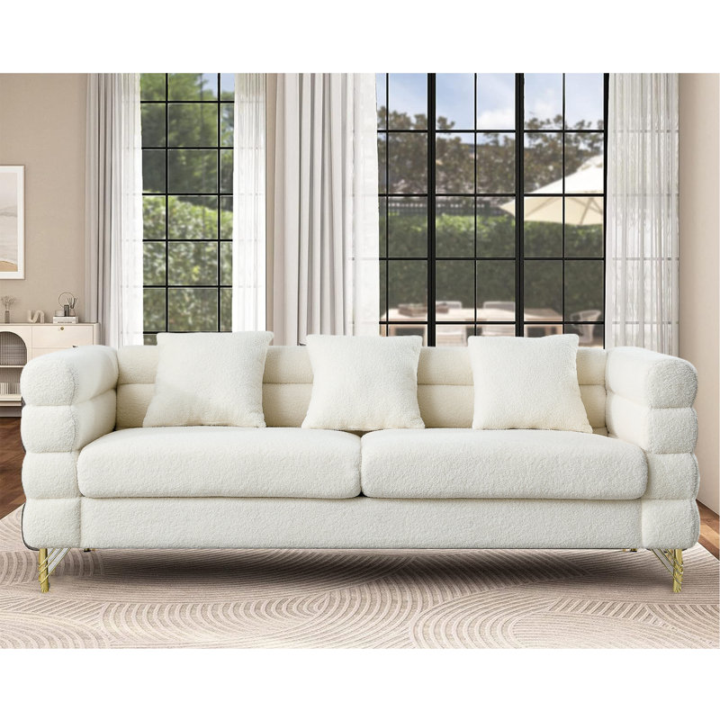 Myrle Upholstered 81'' Sofa, White Wool