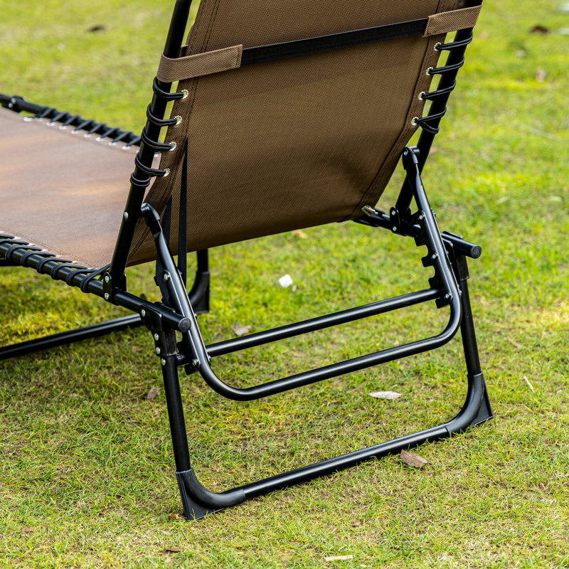 Chaise longue de jardin inclinable, lit de camp pliable portatif. Coussin ajustable et amovible, brun pour la terrasse, chaise longue pour lit de plage. Réglable, coussin amovible