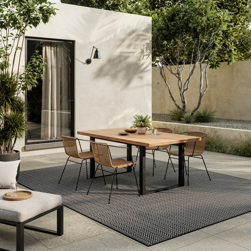 Remmie Black Modern Indoor/Outdoor Rug, Rectangle 10' x 14', Black