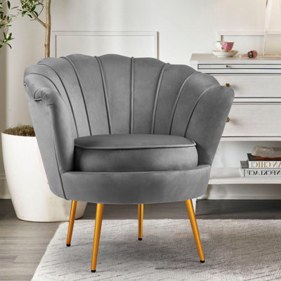 Fauteuil demi-tonneau en velours 28,8 po Raelynn