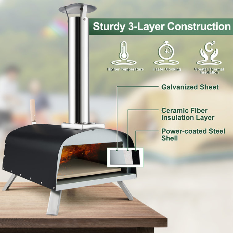 Costway Wood Pellet Pizza Oven Pizza Maker Portable Outdoor Pizza - See Details - Silver