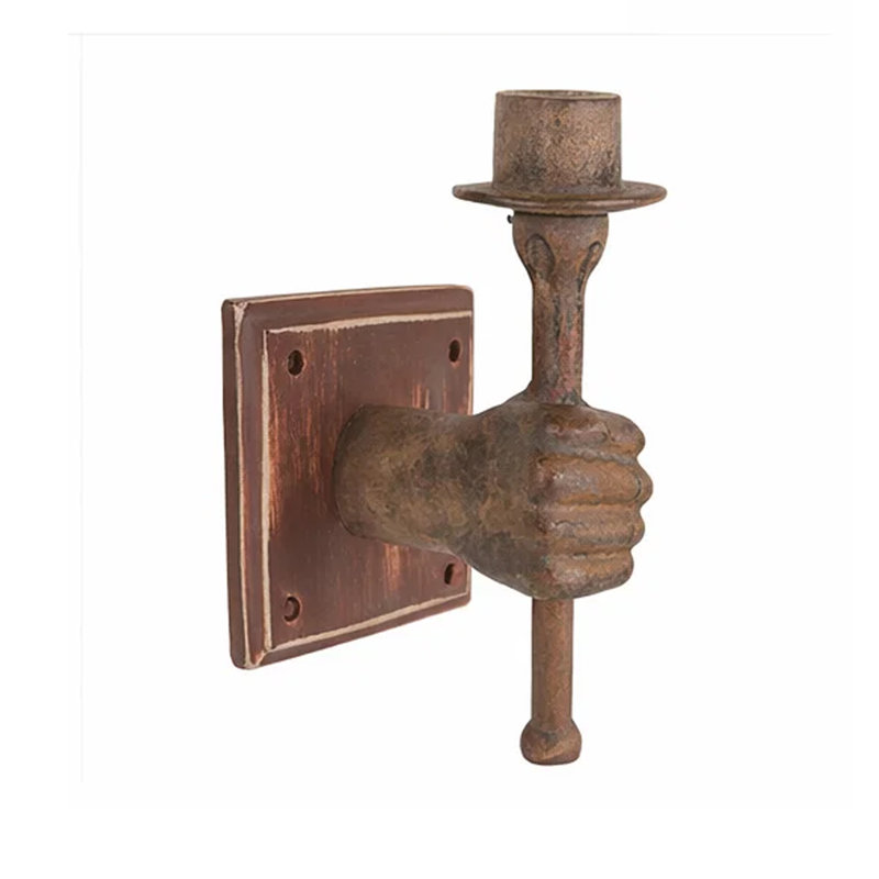 Porte-bougie mural, applique de torche Iron Fist, brun 8 po
