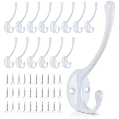 Wall Hooks for Hanging, 15-Pack Heavy Duty Metal Coat Hooks, for Living Room, Bathroom, Kitchen, Bedroom for Towel, Hat, Key, Closet, Bag (White)