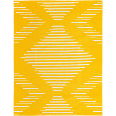 Tapis géométrique jaune en polypropylène tissé à la machine