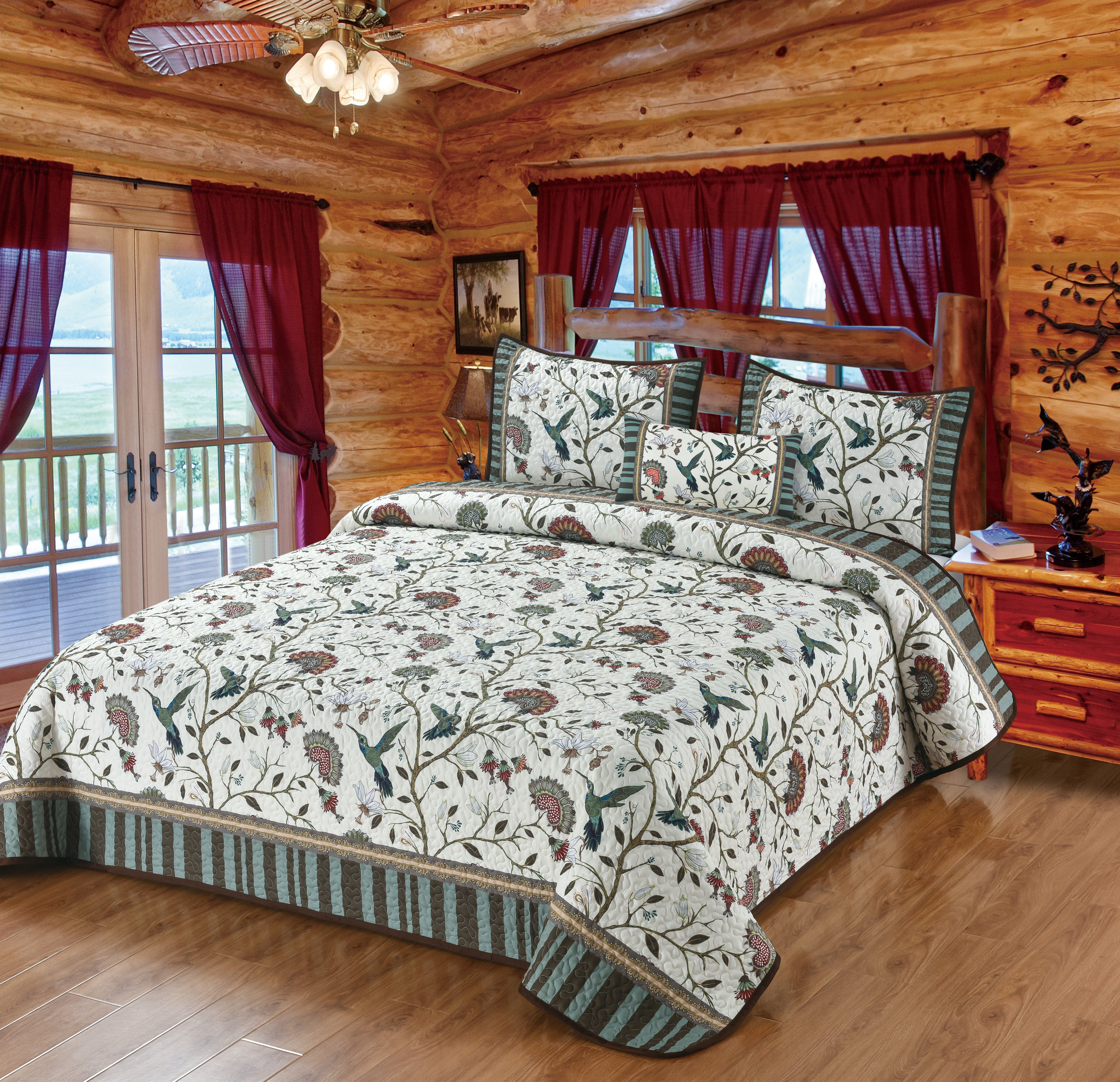 De Leon Collections Summer Garden Garden Hummingbird Floral Boho Damask