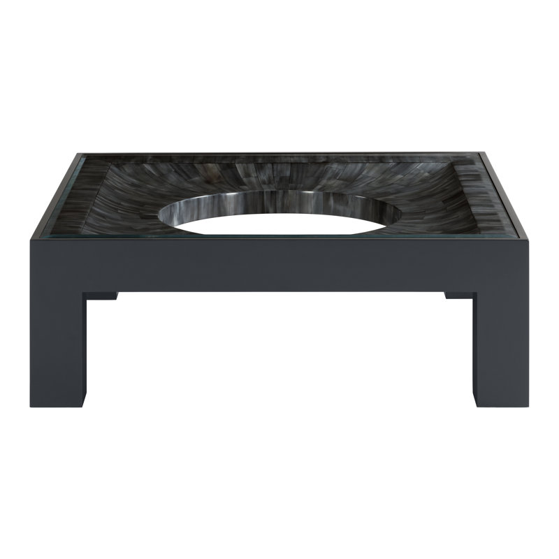 Modern Gray Square Cocktail Table with Faux Horn Motif