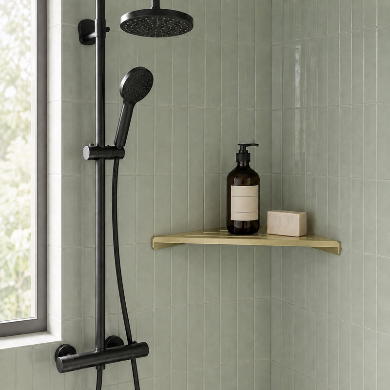 Tablette de douche Melvonia, Or brossé