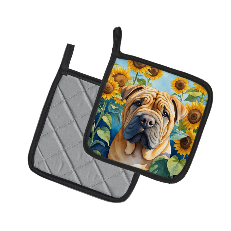 Caroline's Treasures In Sunflowers Floral Polyester Potholder Set