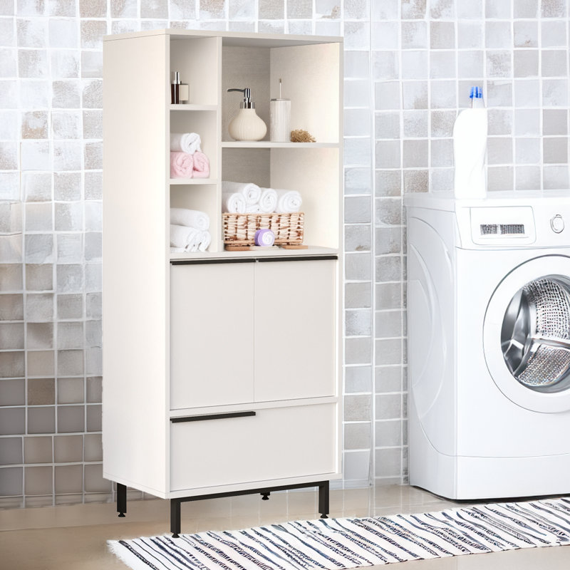 Armoire de salle de bain autoportante, Blanc