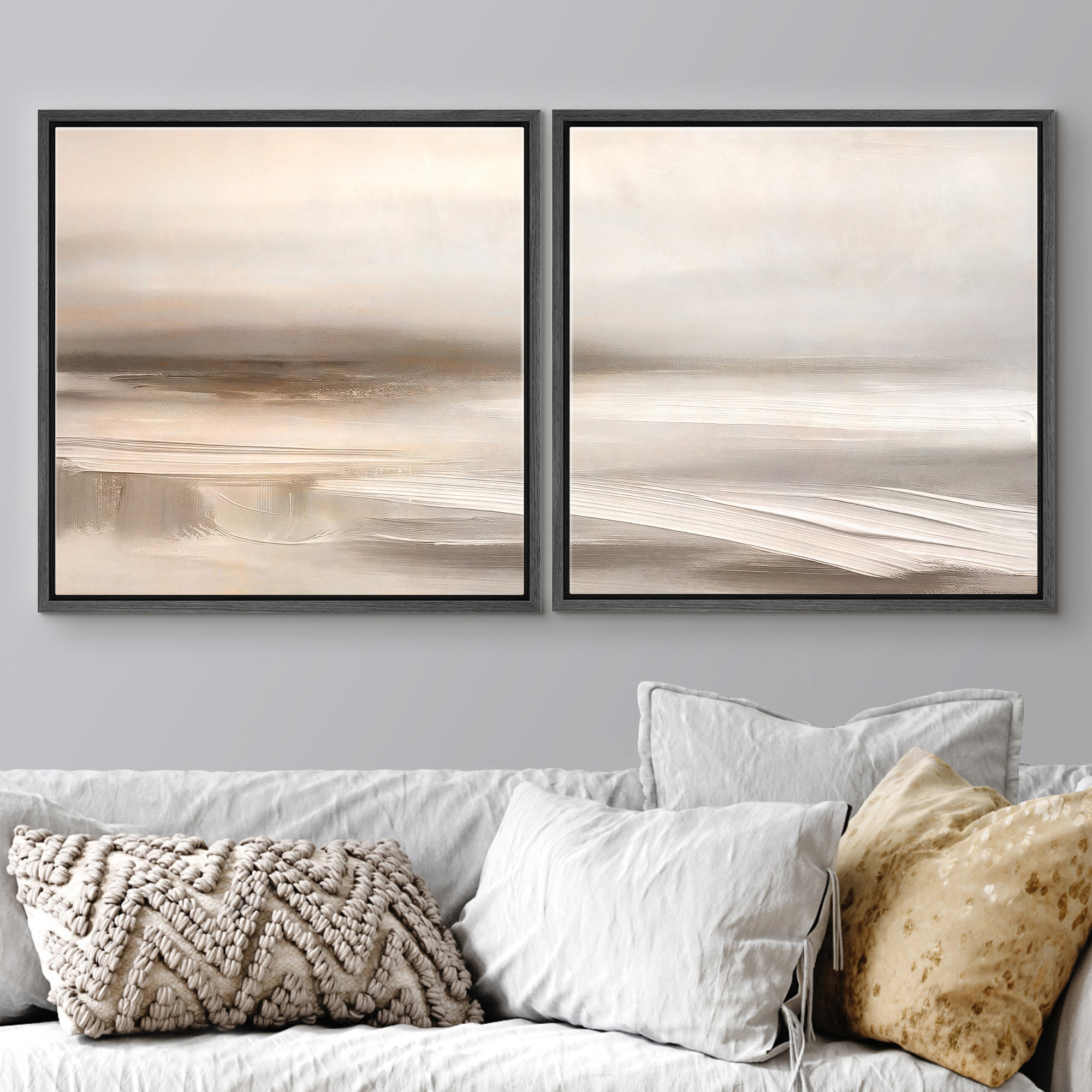 Latitude Run® Warm Neutral Beige Soft Abstract Landscape Wall Decor Set ...