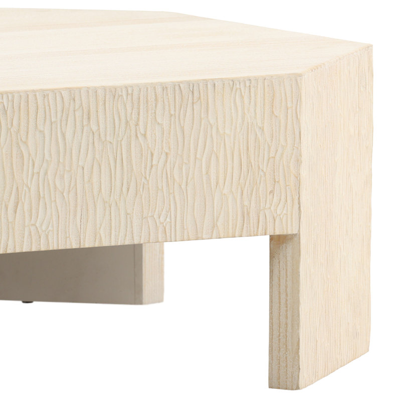 Gia Pine Wood Coffee Table, Whitewash