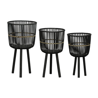 BAMBOO FOOTED PLANTERS 11/13/15", BLACK