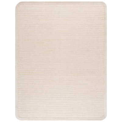 Ebony Hand Tufted Wool/Cotton Striped Rug in Beige/Ivory