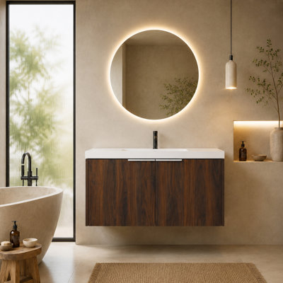 Meuble-lavabo mural moderne 36 "avec lavabo en résine intégré