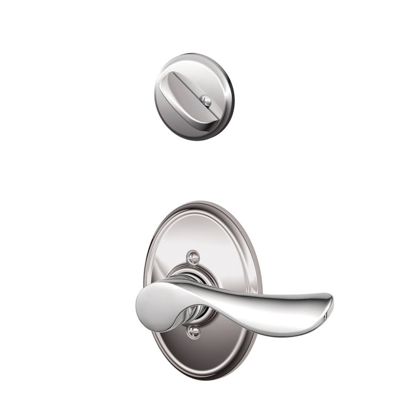 Champagne Interior Lever and Single Cylinder Deadbolt Thumbturn Set (Exterior Portion Sold Separately), Left, Antique Brass