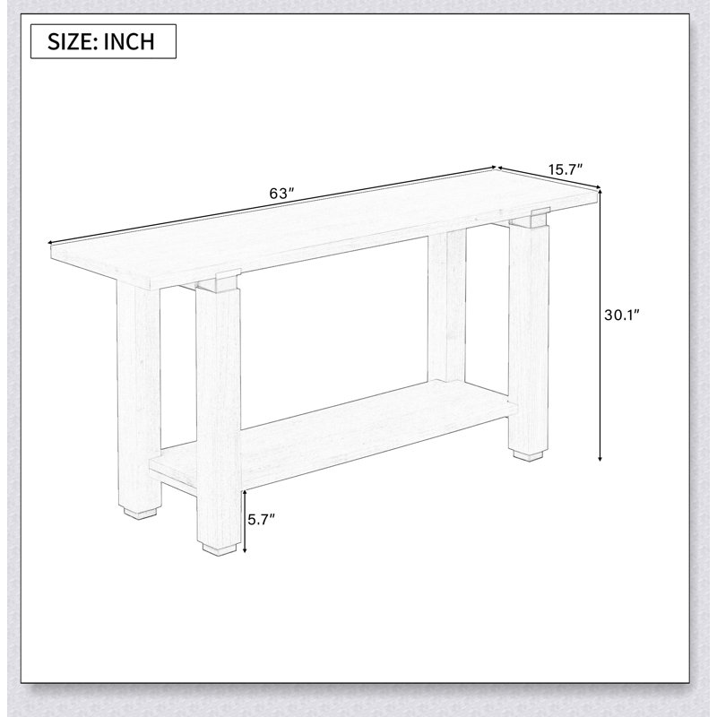 Console moderne en bois massif minimaliste avec détails en métal et tablette intégrée pour un décor polyvalent, Naturel
