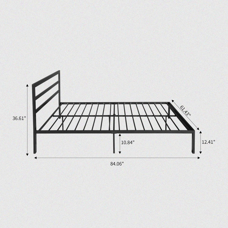 Lit plateforme en métal Ellersick, Gris anthracite