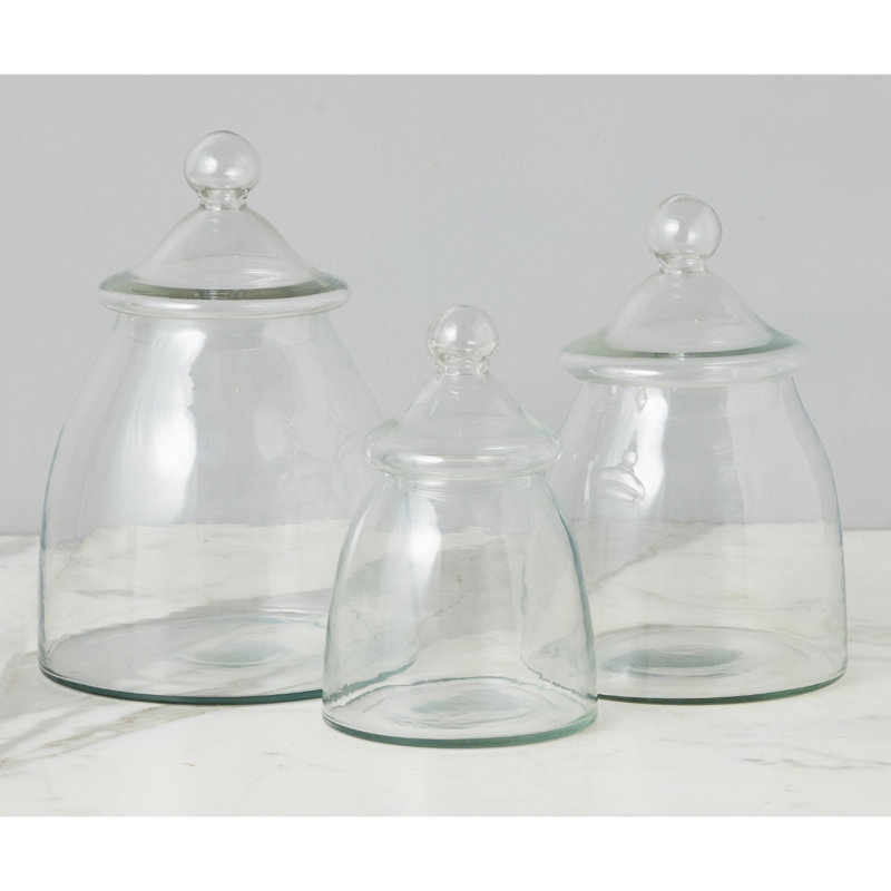French Bistro Vintage Glass Bon Bon Jar with Lid - 7.8"L x 5.11"W x 11.2"H