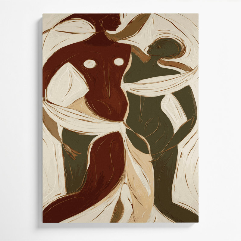 Abstrait art figuratif beige sur toile 53, H 10 po x l 8 po
