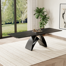 63-95"Extendable Modern Dining Table for 6-10, Black Sintered Stone Tabletop