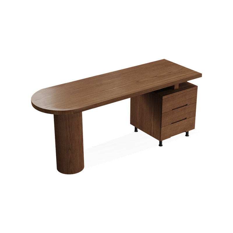 Bureaux en bois massif brun clair demi-cercle, H 29,53 po x l 62,99 po x P 23,62 po
